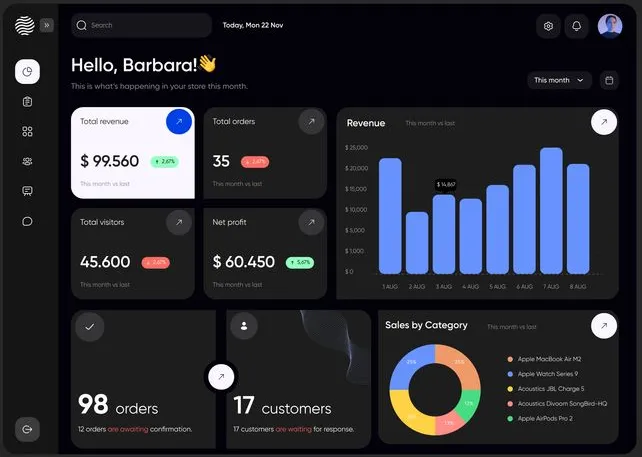 Ejemplo de interfaz de CRM